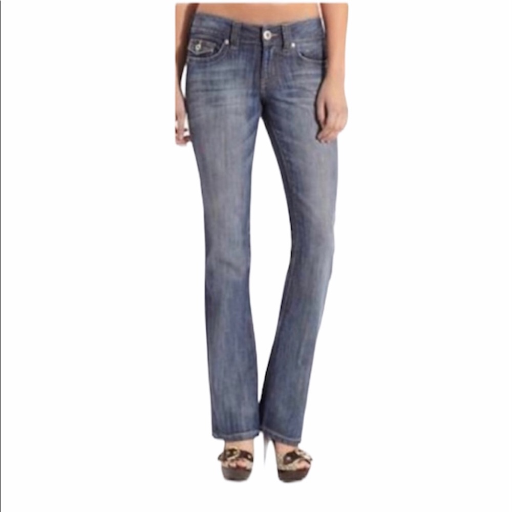 GUESS Doheny Jeans Size 32 Distressed Bootcut Medium Wash Y2K Denim